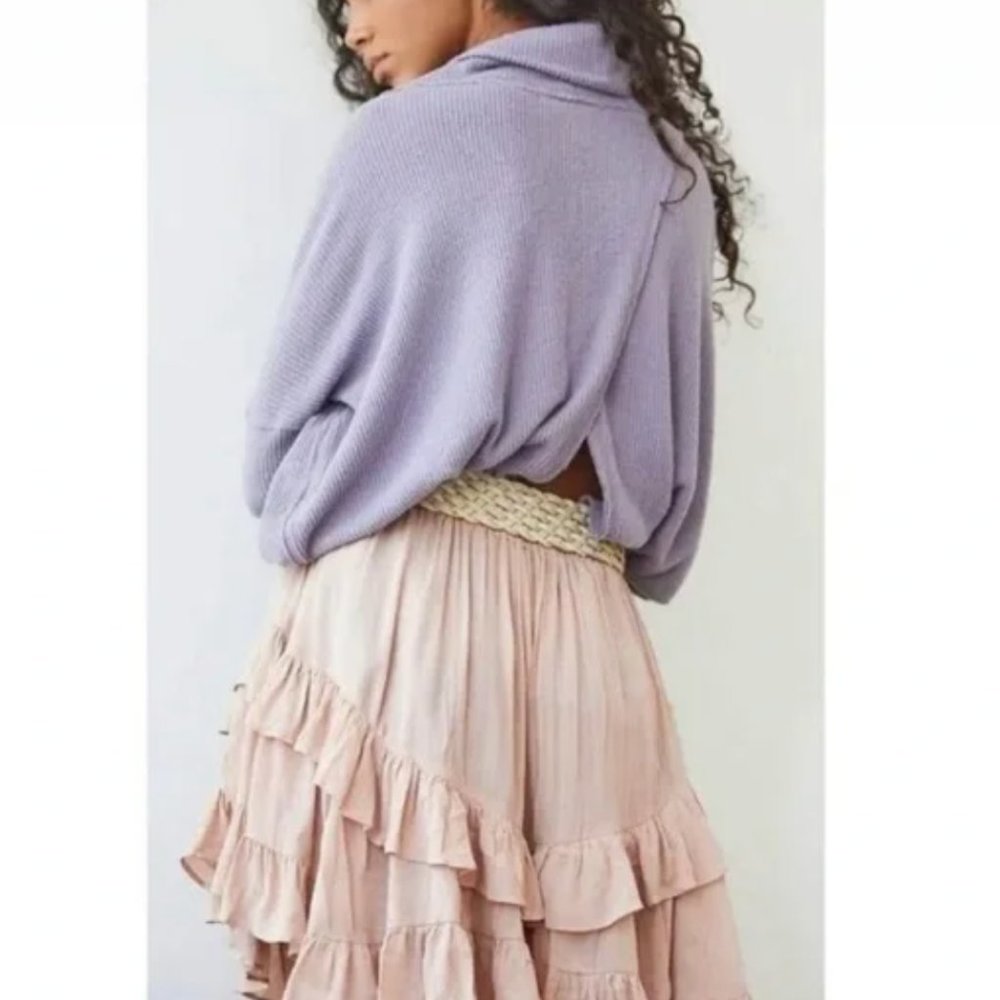 We The Free Free People Ribbed Open Back Cream Ecru Turtleneck XS - Picture 2 of 5